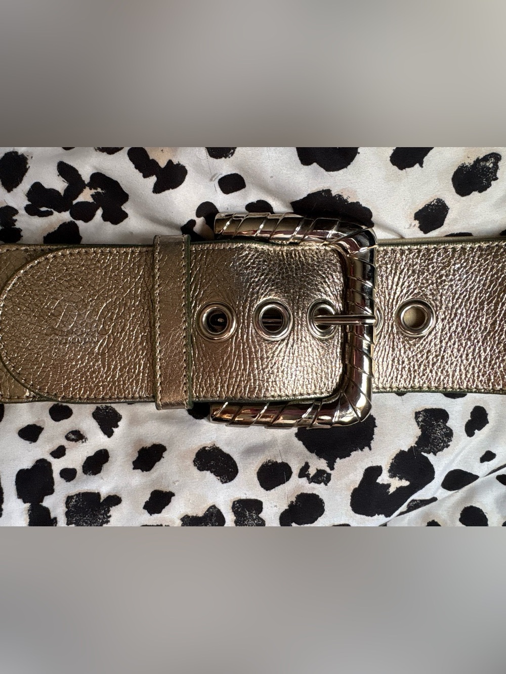 D&G Shimmery Leather Belt with Embossed Logo